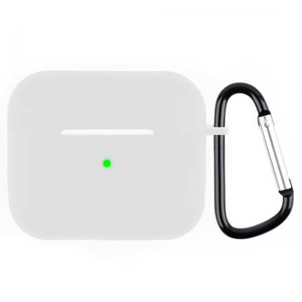AirPods silikonfodral med karbinhake - Vit Vit