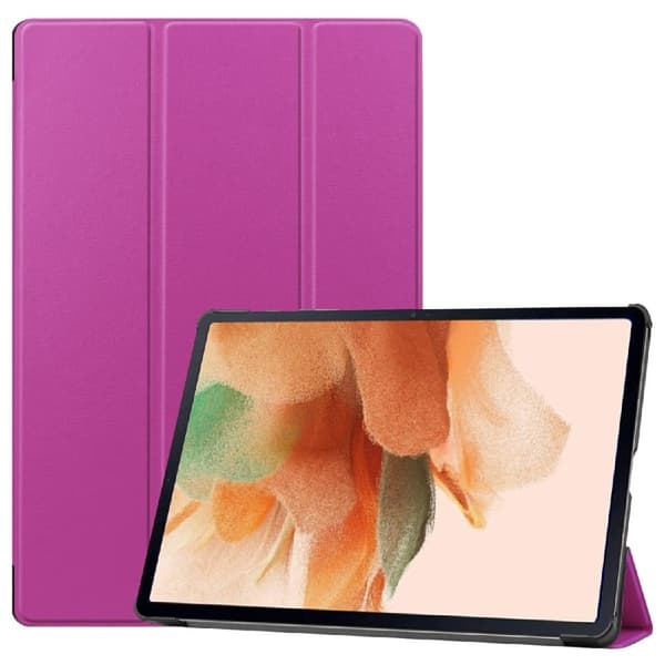Samsung Galaxy Tab S7 FE tri-fold læder flip taske - Lilla Purple