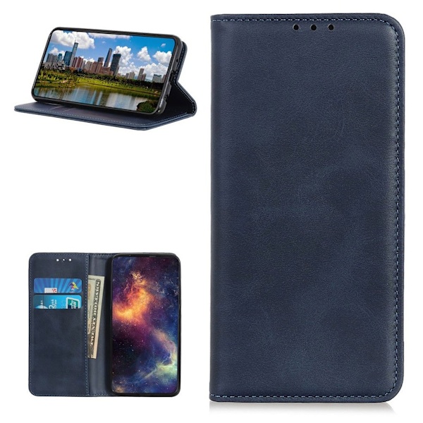 Wallet-style ægte Læder Flipcase til Samsung Galaxy A32 5G - Blå Blue