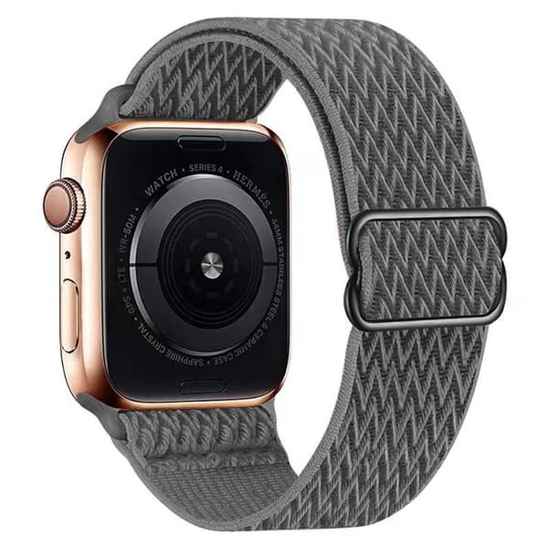 Apple Watch Series 41mm - 40mm - 38mm Universalarmband Wave Design Nylonarmband - Mörkgrå Silvergrå