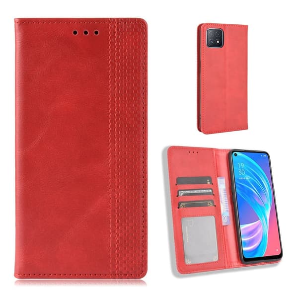 Bofink Vintage Oppo A72 5g Læder Etui - Rød Red