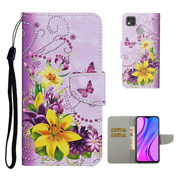 Wonderland Xiaomi Redmi 9C Flip etui - Gul blomst Multicolor