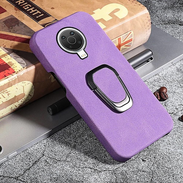 Stötsäkert läderfodral med oval kickstand för Nokia G20 - Lila Lila