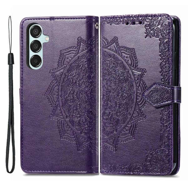 Mandala Samsung Galaxy M15 læderetui - Lilla Purple