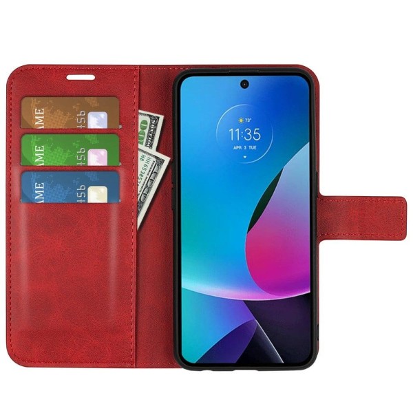 Plånboksfodral i Läder till Motorola Moto G Play (2023) - Röd Röd