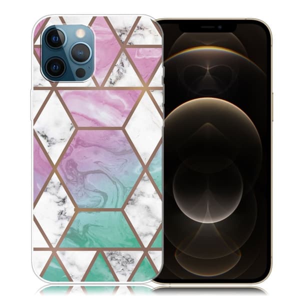 Marble iPhone 12 Pro Max Etui - Hvit Diamant i Fargerik Bakgrunn Multicolor