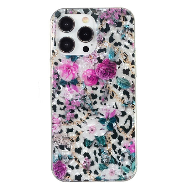 Marble iPhone 13 Pro Etui - Leopard og Blomst Purple