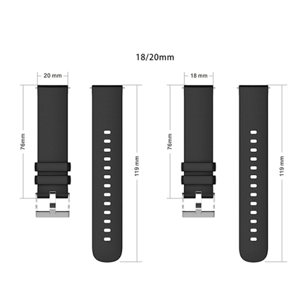 20 mm klockarmband i silikon med universell rutnätsdesign - Grå Silvergrå