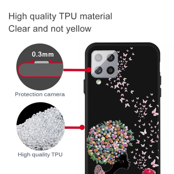 Imagine Samsung Galaxy A42 5G Etui - Blomstret Jente og Sommerfugl Multicolor