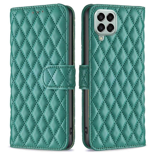 Rhombus Mønster Matte Flip Case til Samsung Galaxy M33 5g - Grøn Green