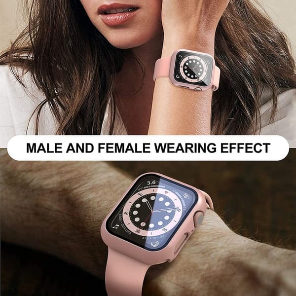 2kpl Apple Watch (45mm) suojus karkaistulla lasilla - Ruusukulta Pink