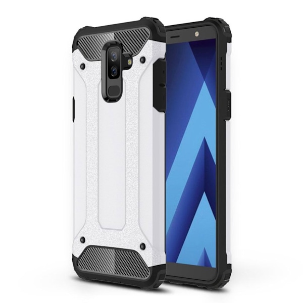 Samsung Galaxy A6 Plus Armor Guard Muovi ja TPU Hybriidi Takaosa Suoja Kuori - Valkoinen White