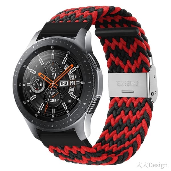 22 mm universellt elastiskt klockarmband i nylon - Svart / Svart Röd