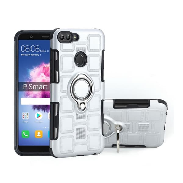 Huawei P Smart Geometrisk Mønster Hybrid Etui - Sølv Silver grey