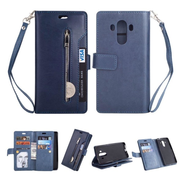 Huawei Mate 10 Pro Läder fodral med inbyggd plånbok - Mörk blå Blå
