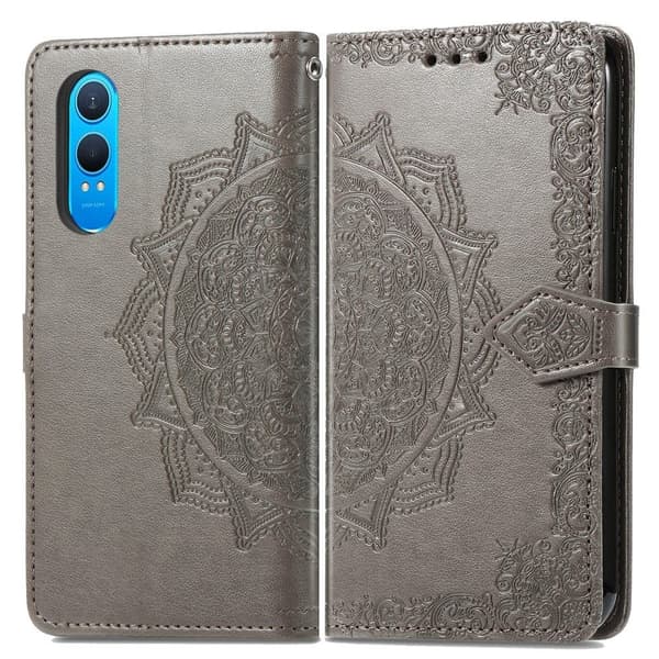 Mandala OnePlus Nord CE4 Lite / Oppo K12x læderetui - Grå Silver grey
