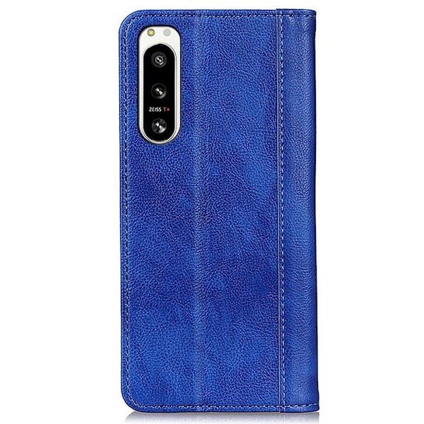 Äkta läder Sony Xperia 5 IV fodral med magnetisk stängning Blå