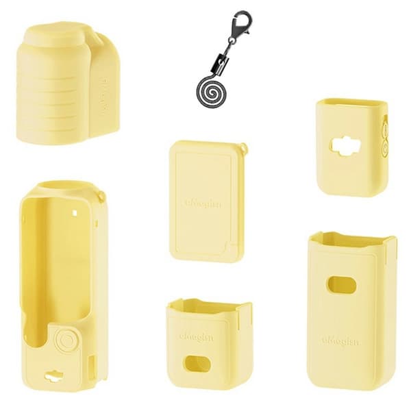 AMAGISN DJI Osmo Pocket 3 Silicone Protective Case Lens Cap Gimbal Guard Accessory - Yellow Yellow