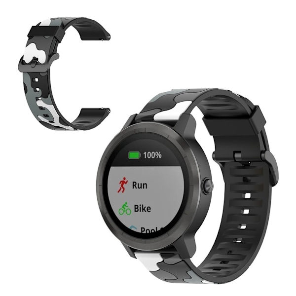 Camouflage silikone-urrem til Garmin-ur - Sort Black