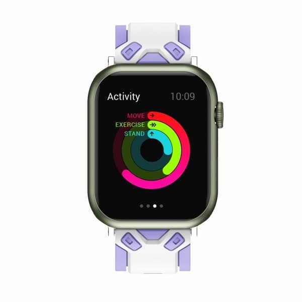 Apple Watch (45mm) värillinen silikoninen ranneke - Valkoinen / Violetti Multicolor