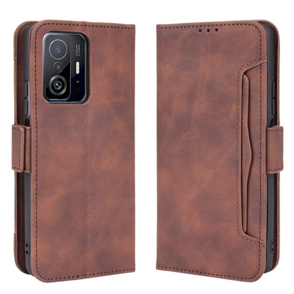 Stilfuldt Læder Etui med Pung til Xiaomi 11T / 11T Pro - Brun Brown