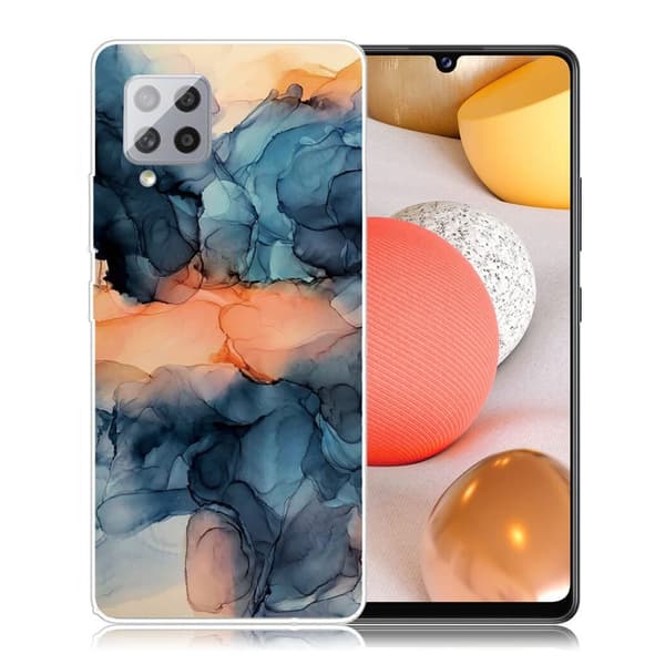 Marble Samsung Galaxy A42 5G Etui - Orange Between The Blues Multicolor