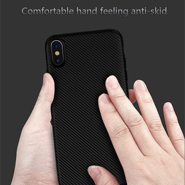 iPhone 9 Plus mobilskal silikon kolfiber textur - Svart Svart