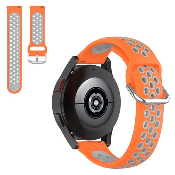 20 mm tofarvet silikoneurrem til Samsung-ur - Orange / Grå Orange