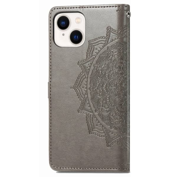 Mandala iPhone 14 Plus Läppäkotelo - Harmaa Silver grey