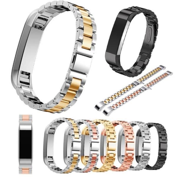 Luxury Three Bead Rustfritt Stål Stropp Folding Clasp For Fitbit Alta - Svart Black