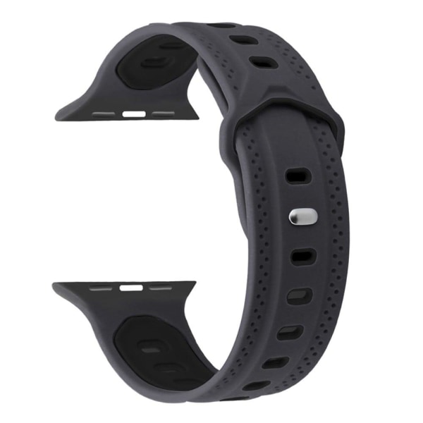 Apple Watch (45 mm) klockarmband i tvåfärgad silikon - Mörkgrå / Svart Silvergrå