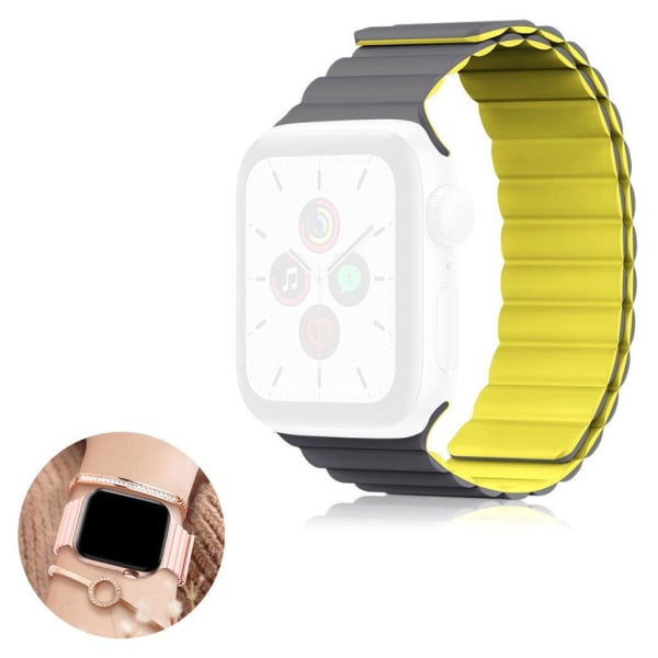 KINGXBAR Apple Watch 42mm - 44mm silikone urrem - Grå / Gul Yellow