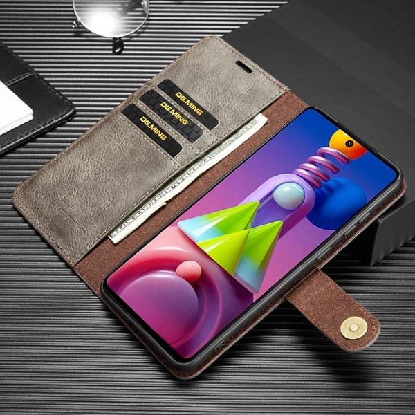 DG.MING Samsung Galaxy M51 2-in-1 pung etui - grå Silver grey