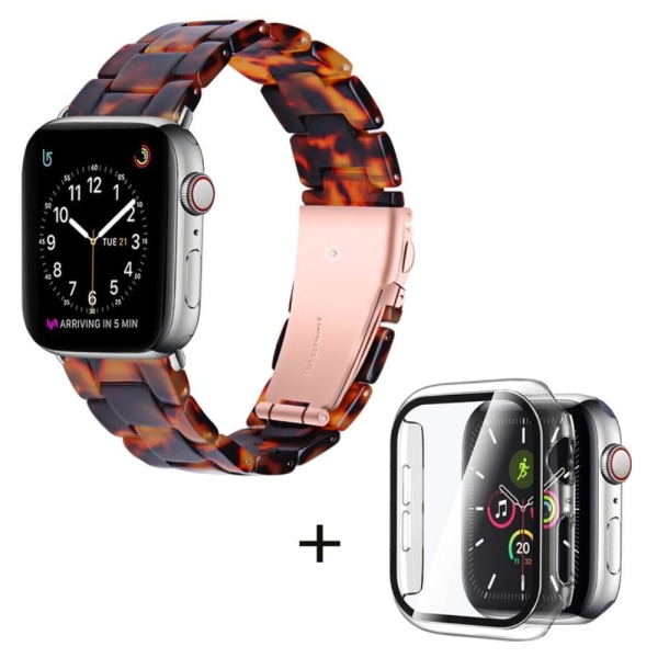 3 bead resin style watch strap with clear cover for Apple Watch Brun
