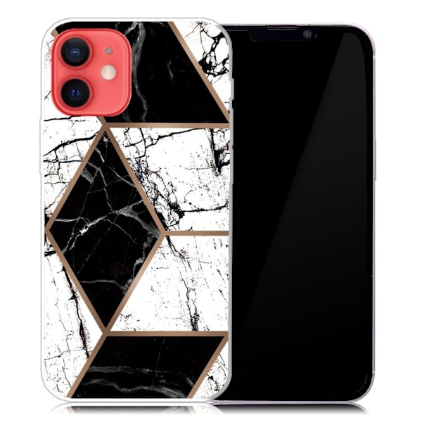Marble iPhone 13 Suojakotelo - Musta And Valkoinen Marble Shape Multicolor