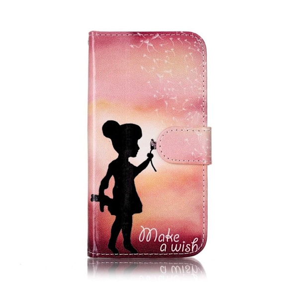 Moberg LG X Screen flip-etui i læder - Pige og lyserød baggrund Multicolor