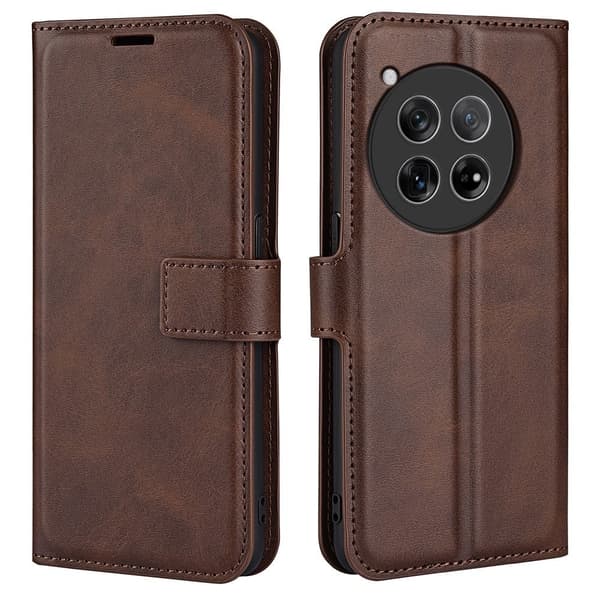 OnePlus 12R / OnePlus Ace 3 nahkainen lompakokkotelo - Ruskea Brown