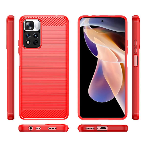 Carbon Flex Etui Xiaomi Poco M4 Pro 5G - Rød Red