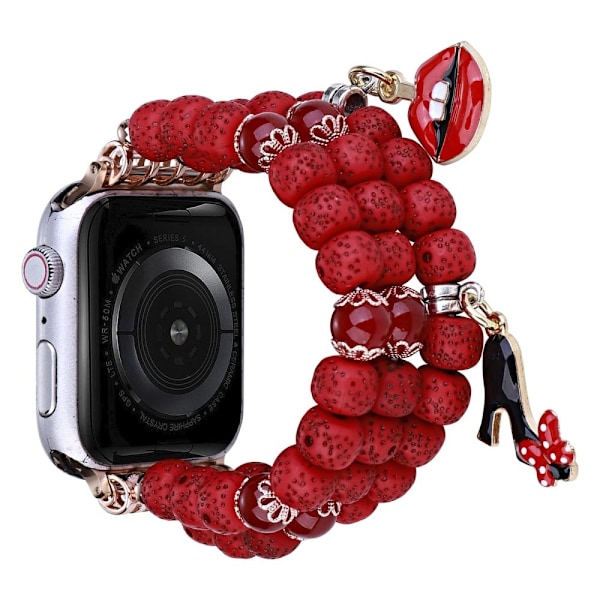 Apple Watch Series 8 (41mm) bodhi med söta dekorationer klockarmband i pärlstil - Röd Röd