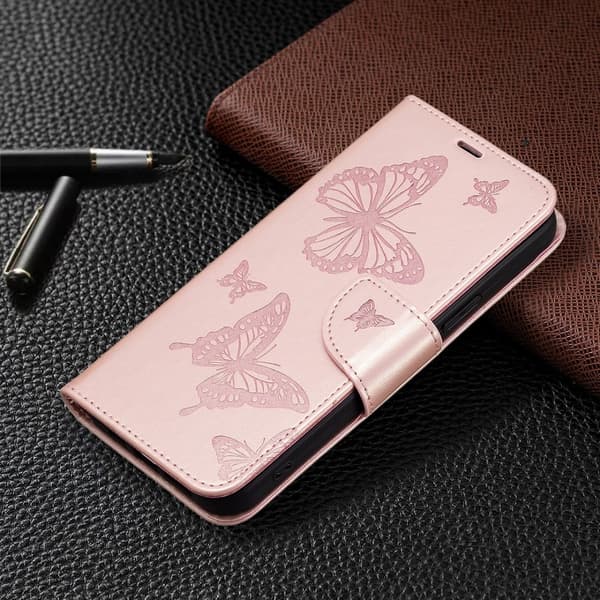 Butterfly Samsung Galaxy A55 Læderetui - Pink Pink