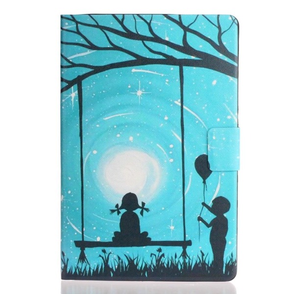 iPad 10.9 (2022) Pattern Printing Vegansk Læder stødsikkert Cover Foldable Stand Tablet Drop Resistant Case with Card Slots - Elskere Blue
