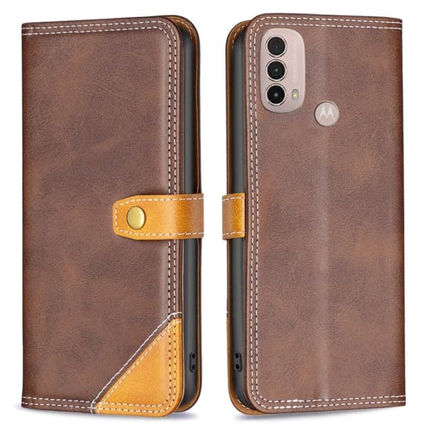 BINFEN tofarget læretui for Motorola Moto E30 / Motorola Moto E40 - Kaffe Brown