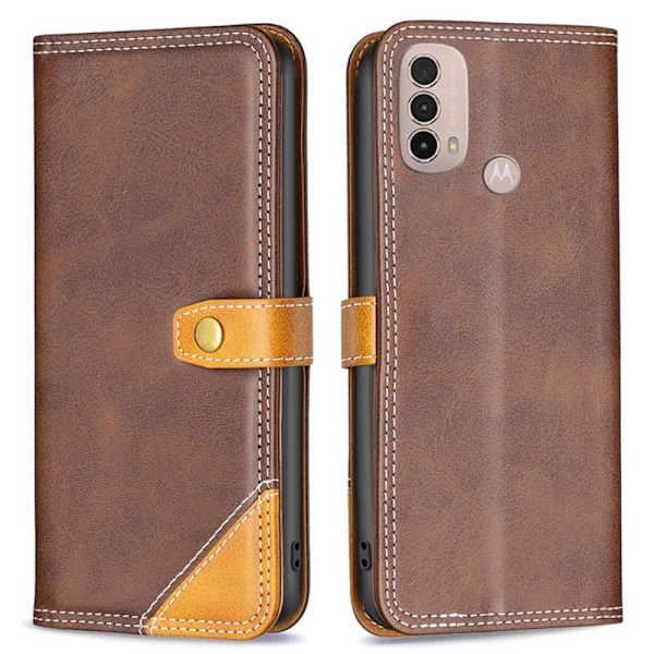 BINFEN tvåfärgat läder Motorola Moto E30 / Motorola Moto E40 fodral - Brun Brun