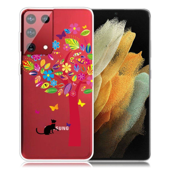 Deco Samsung Galaxy S21 Ultra 5G kotelot - Kissa Puun Alla Multicolor