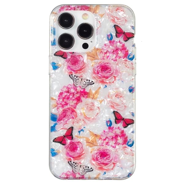 Marble iPhone 15 Pro Suojakotelo - Värikäs Perhonen Pink