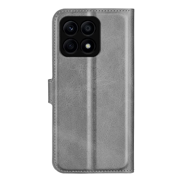 Lompakko Nahkakotelo For Honor X8a - Harmaa Silver grey