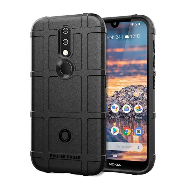 Nokia 4.2 stødsikkert cover med firkanter - sort Black