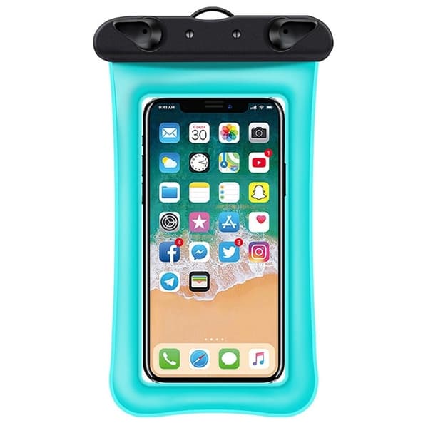 Universal waterproof pouch for smartphone with lanyard - Lake Blue Blue