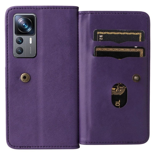 10-slot Lompakko Suojakotelo For Xiaomi 12T / 12T Pro / Redmi K50 Ultra - Violetti Purple