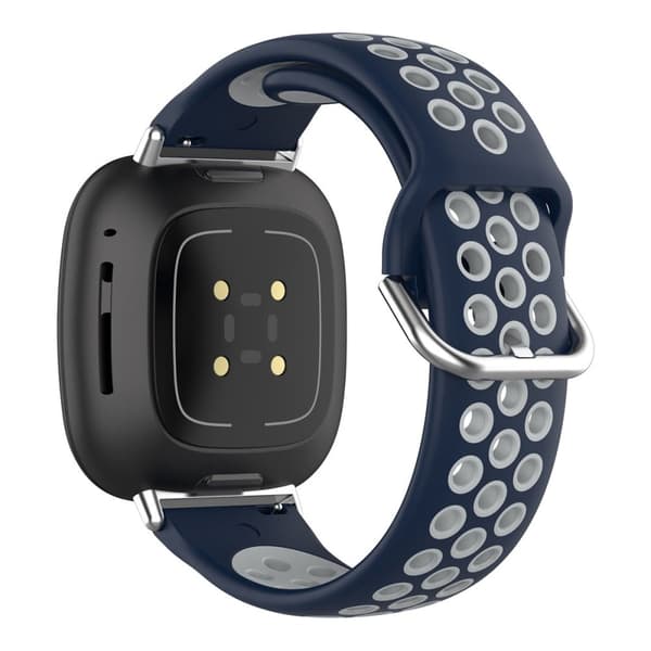 Fitbit Sense 2 / Versa 4 kaksivärinen silikonikellon hihna - Keskiyön Sininen / Harmaa Blue